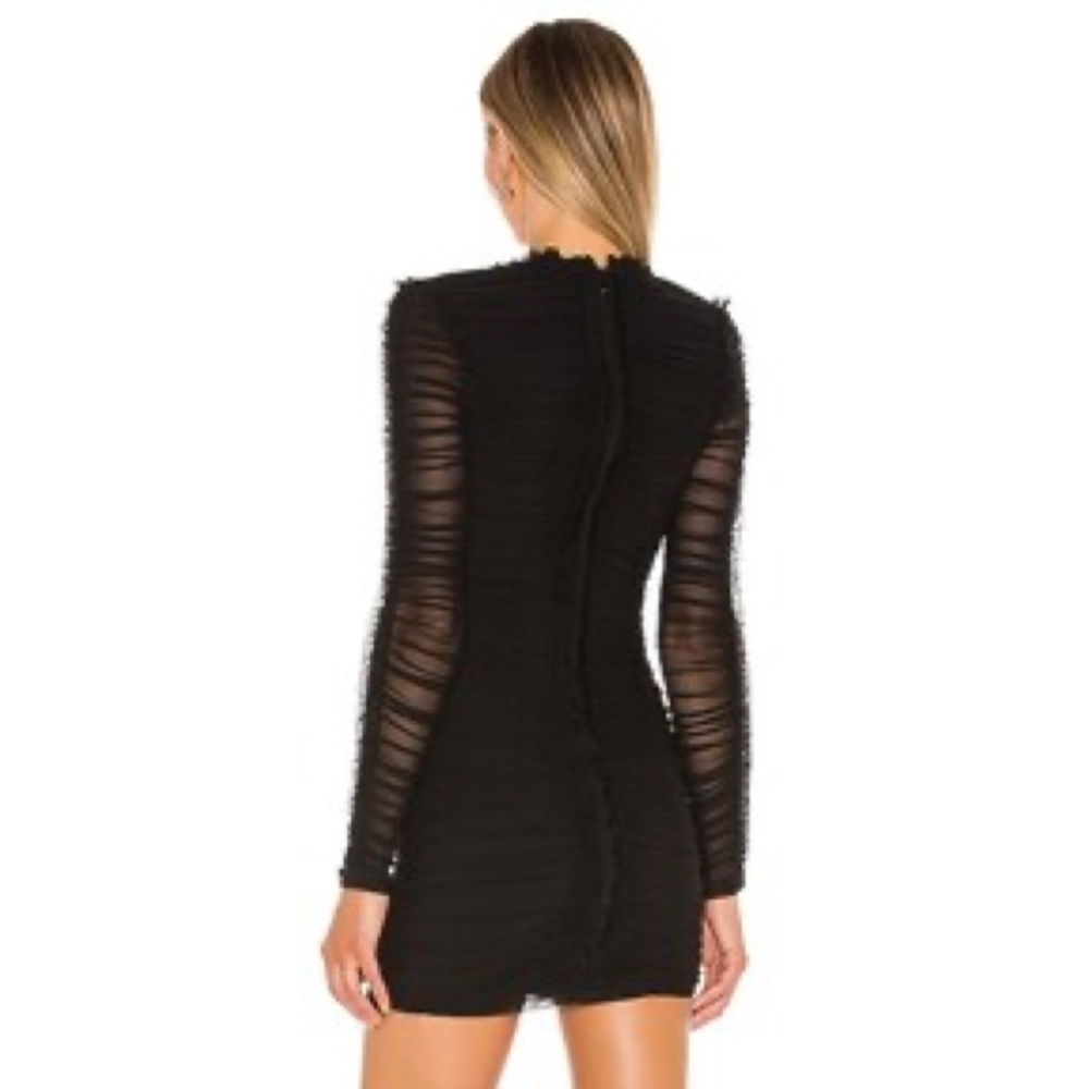 REVOLVE x NBD Las Olas Black Ruched Mesh Long Sleeve Dress - Picture 3 of 9